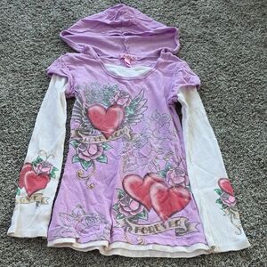 FANG Kids Pink and White Heart Hoodie